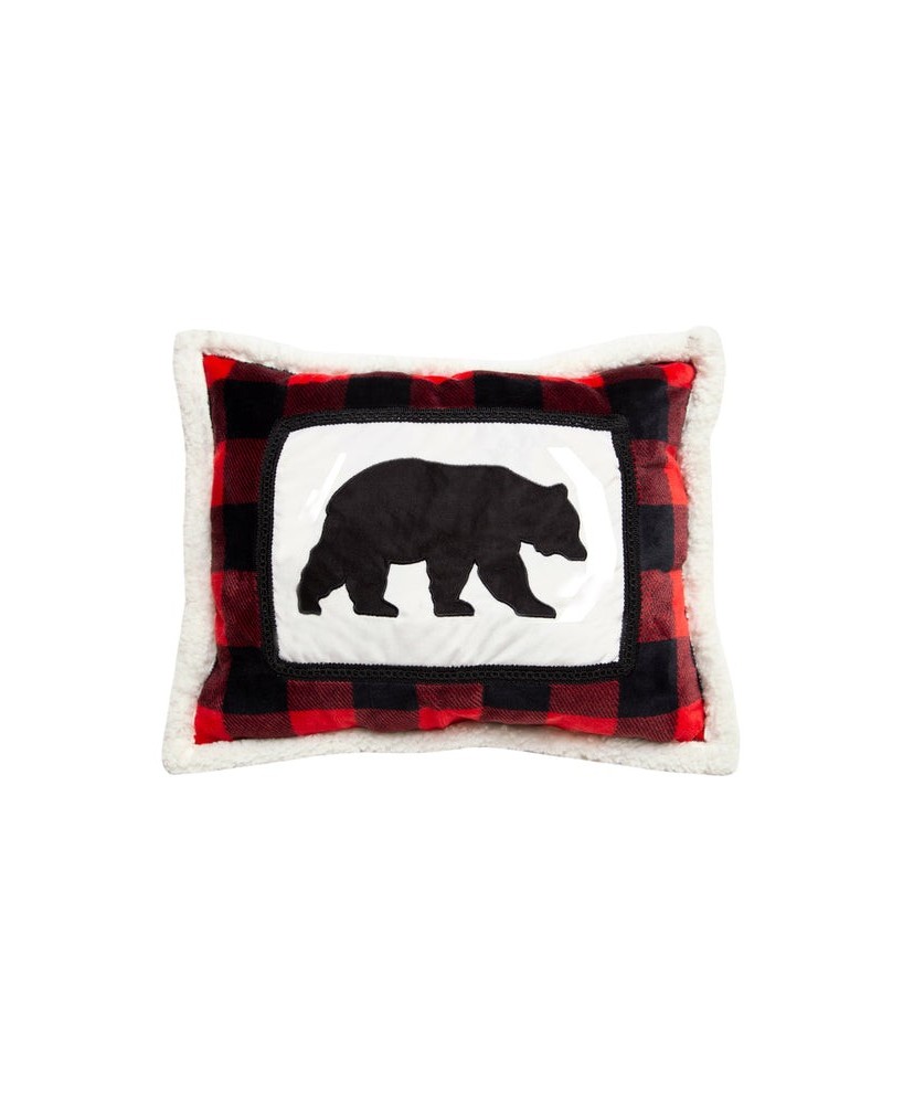 Rustic Cabin Plush Sherpa Pillow - Lumberjack Bear Comfort