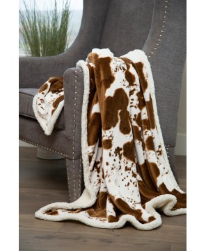 Luxury Hair on Hide Plush Sherpa Throw - Cozy Home Decor Essential