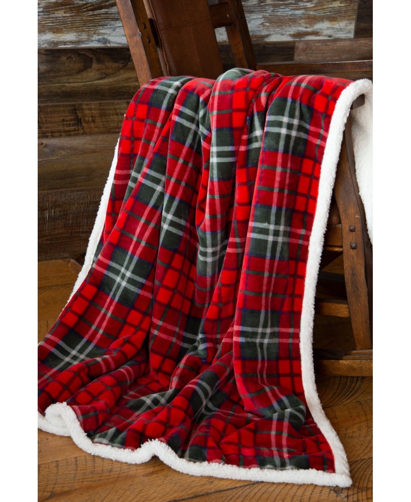 Holiday Plaid Plush Sherpa Throw - Festive Home Decor