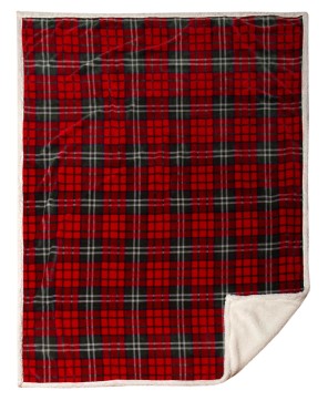 Holiday Plaid Plush Sherpa Throw - Festive Home Decor