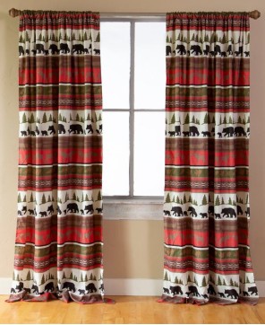 Rustic Cabin Stripe Curtain Panels - Set of 2 with Tiebacks