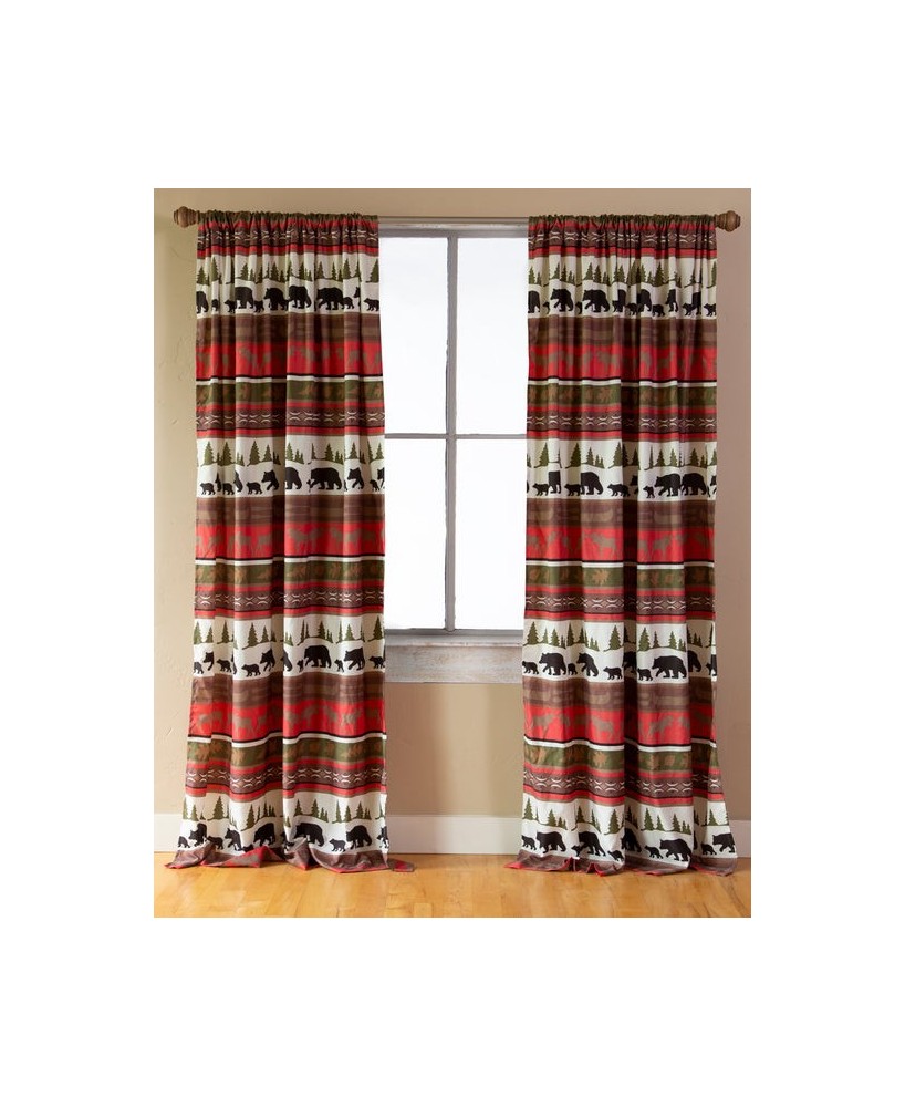 Rustic Cabin Stripe Curtain Panels - Set of 2 with Tiebacks