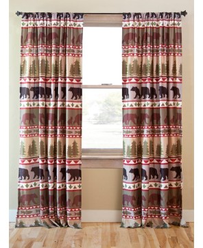 Bear Stripe Curtain Panels - Set of 2 with Tiebacks | Home Décor