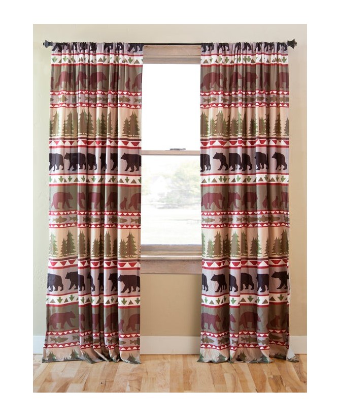 Bear Stripe Curtain Panels - Set of 2 with Tiebacks | Home Décor