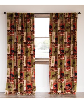 Rustic Cabin Curtain Panels - Set of 2, 54" x 84" Each