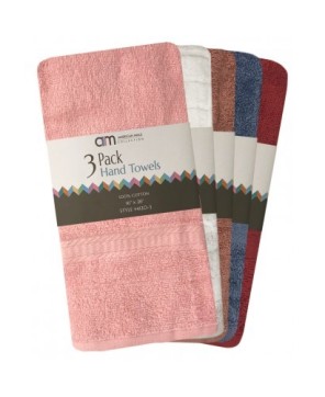 Premium Cotton Hand Towels - 3 Pack, Assorted Colors