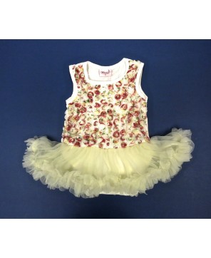 Ivory Multi Rose Bodysuit with Tutu - Perfect for Special Occasions