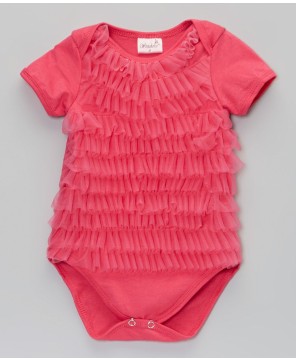 Hot Pink Chiffon Ruffle Bodysuit - Baby Girl's Stylish Comfort