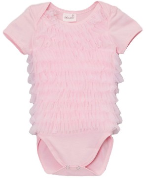 Pink Chiffon Ruffle Bodysuit for Baby Girls | Soft & Elegant