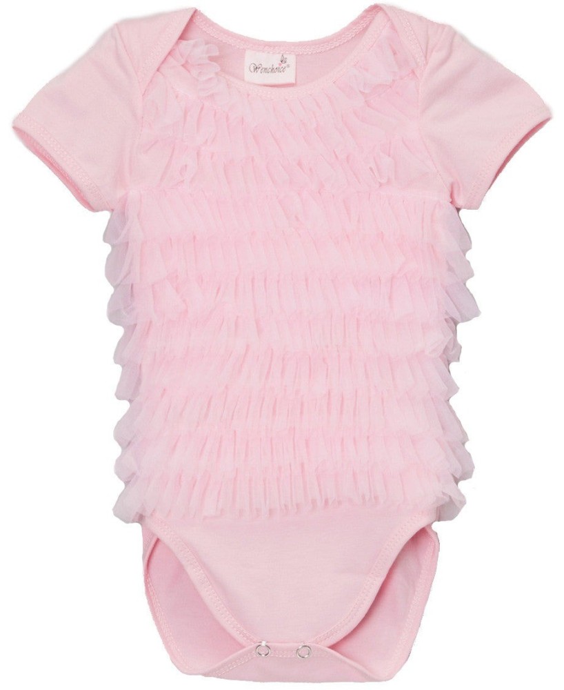 Pink Chiffon Ruffle Bodysuit for Baby Girls | Soft & Elegant