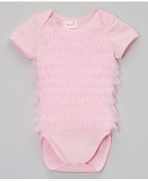 Pink Chiffon Ruffle Bodysuit for Baby Girls | Soft & Elegant