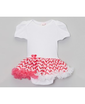 White Bodysuit with Hot Pink Chevron Tutu - Baby Girl Fashion