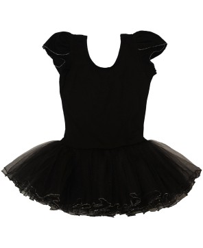 Black Silver Trim Ballet Dress - Elegant Dancewear for Performances