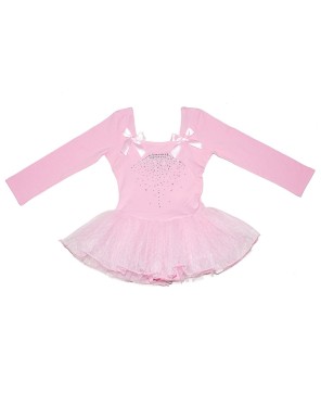 Pink Rhinestone Bow Ballet Dress for Elegant Performances