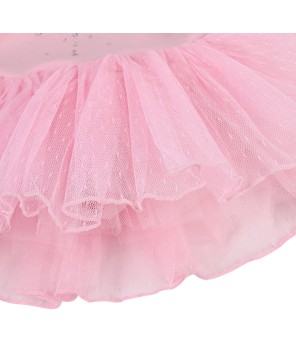 Pink Rhinestone Bow Ballet Dress for Elegant Performances