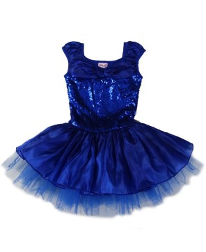 Royal Blue Sequins Ballet Dress - Elegant Dancewear for Performance