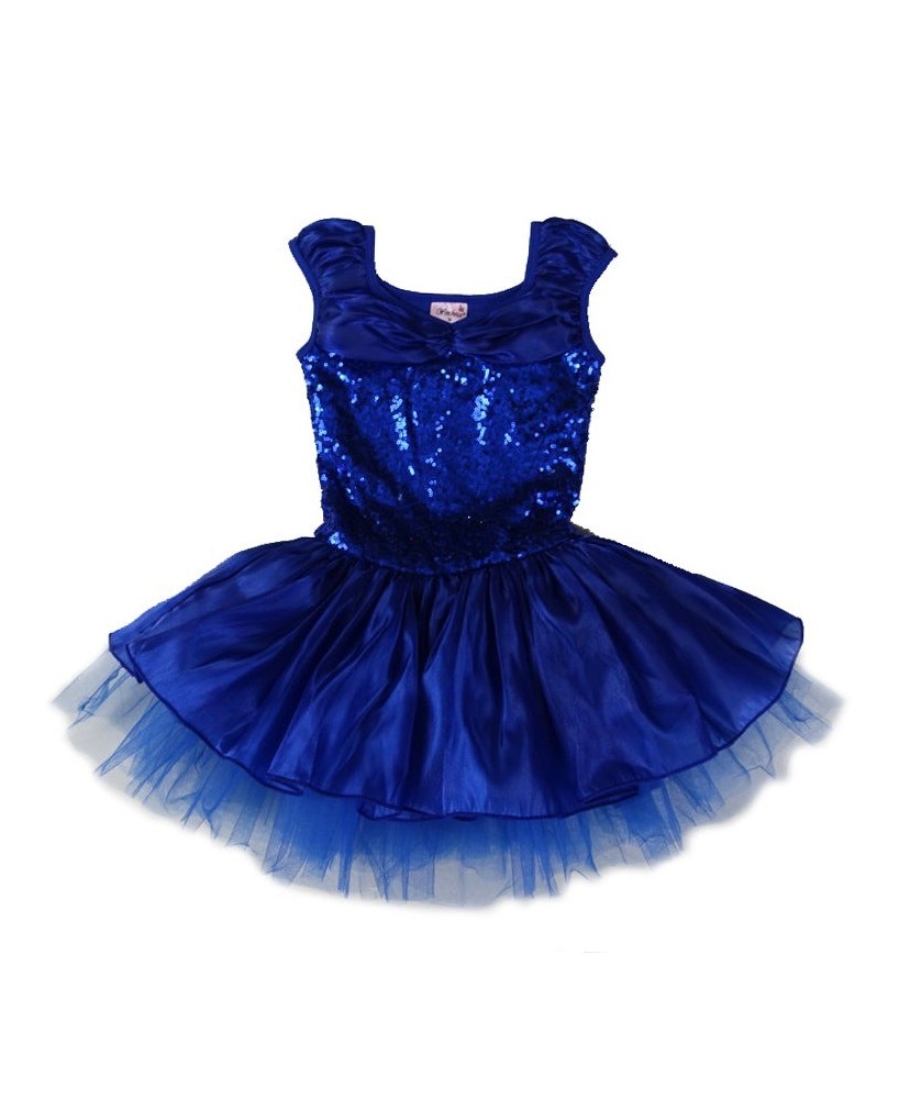 Royal Blue Sequins Ballet Dress - Elegant Dancewear for Performance