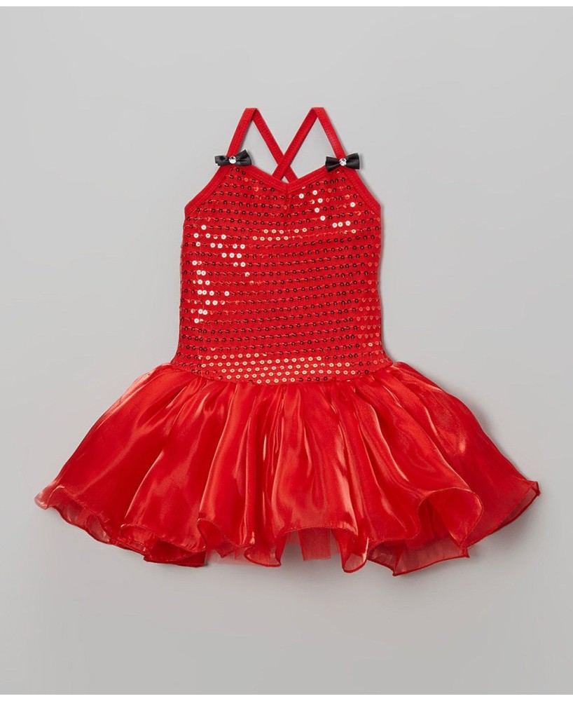 Red Sequin Organdy Ballet Dress - Elegant Dance Attire