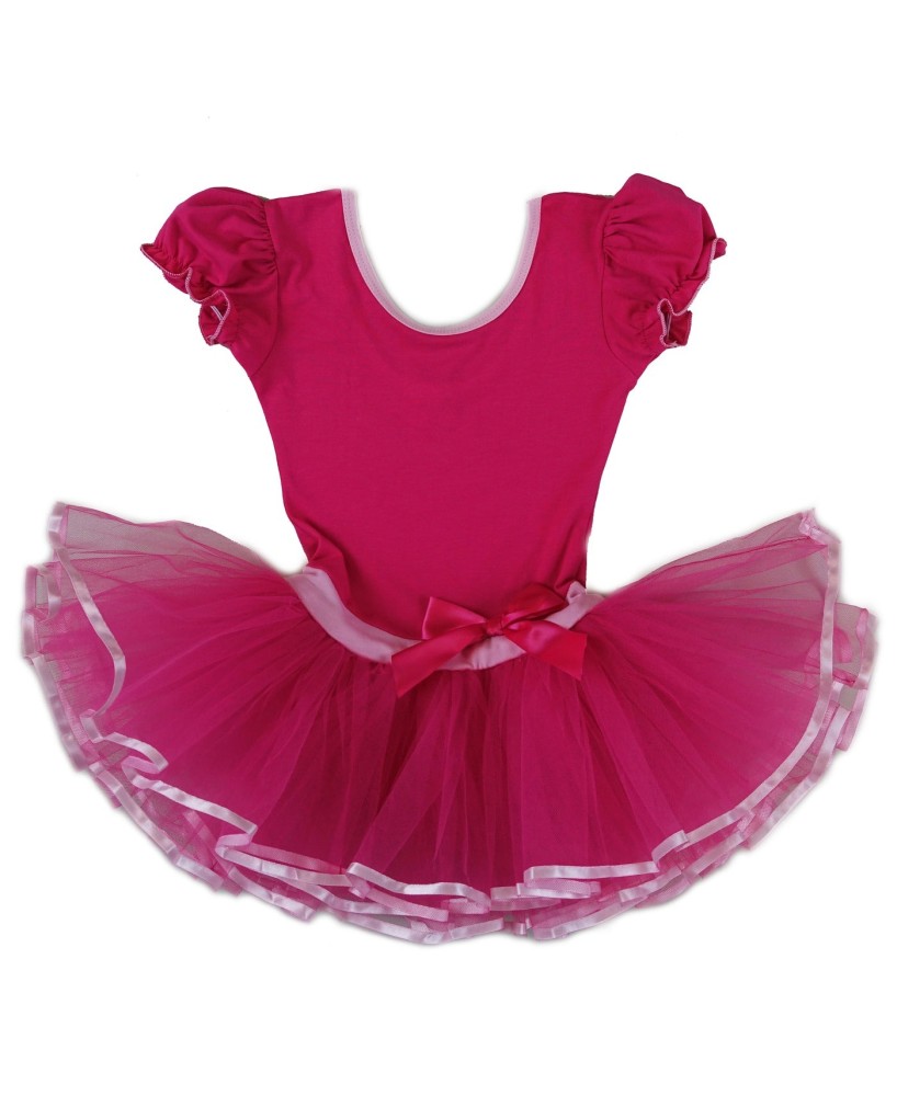 Hot Pink & Pink Short-Sleeve Ballet Dress for Young Dancers