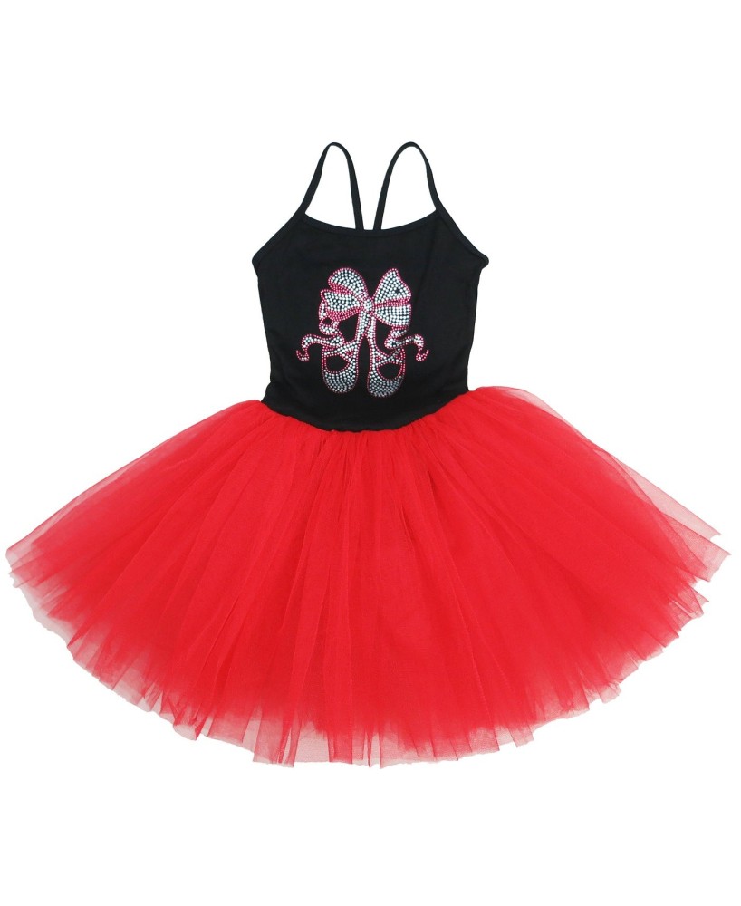 Black Red Rhinestone Ballet Dress