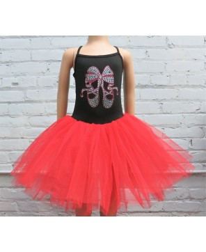 Black Red Rhinestone Ballet Dress