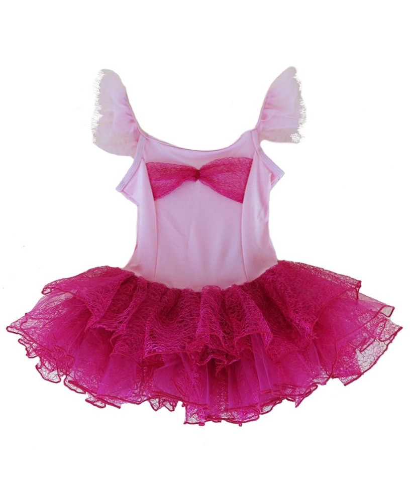 Hot Pink Lace Bow Ballet Dress