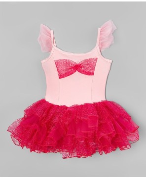 Hot Pink Lace Bow Ballet Dress