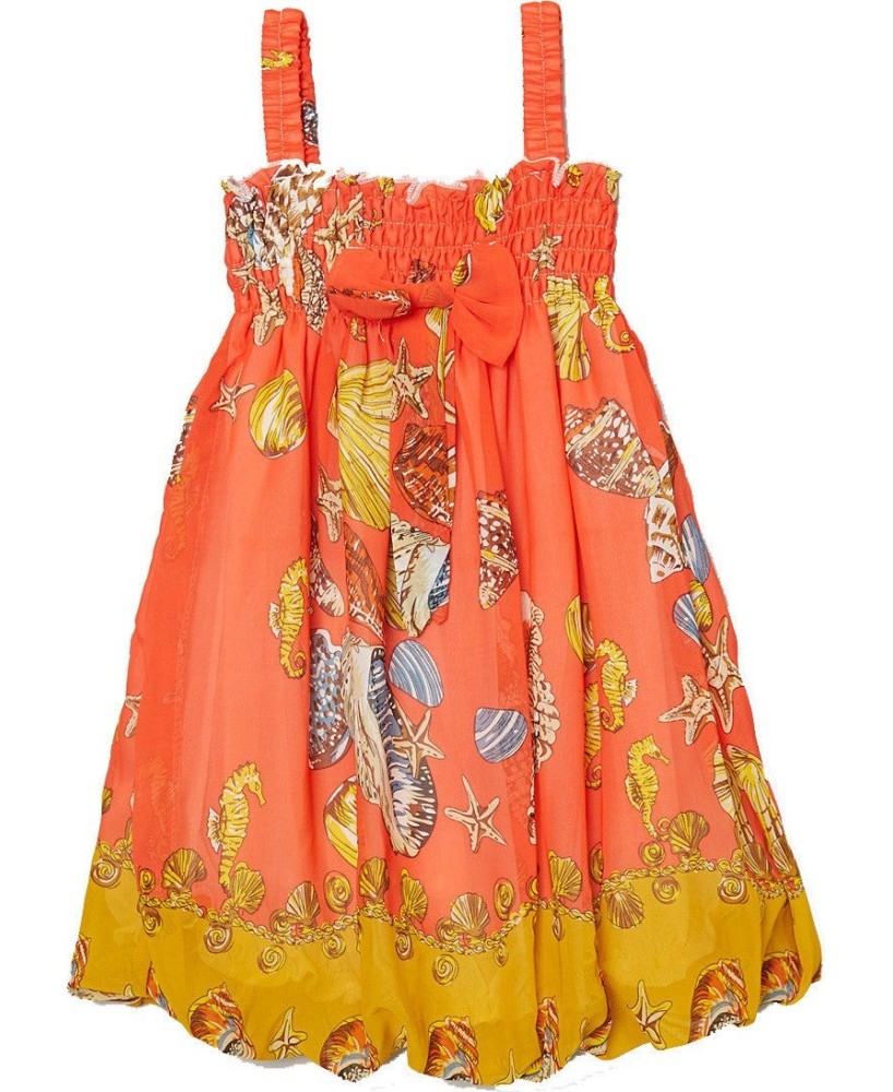 Orange Shellfish Chiffon Baby Doll Dress - Elegant & Vibrant Fashion