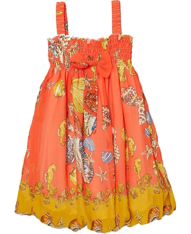 Orange Shellfish Chiffon Baby Doll Dress - Elegant & Vibrant Fashion