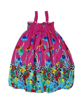 Hot Pink & Green Mushroom Floral Baby Doll Dress - Comfort and Style