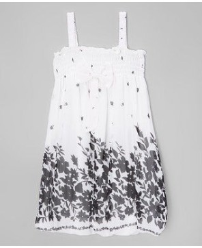 Black & White Leaves Chiffon Baby Doll Dress - Elegant Style