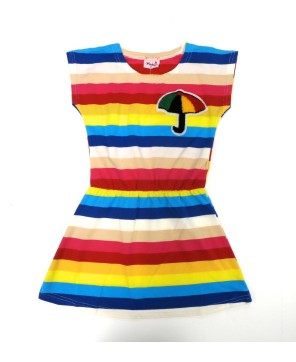 Rainbow Umbrella Polo Dress - Colorful Cotton Summer Fashion