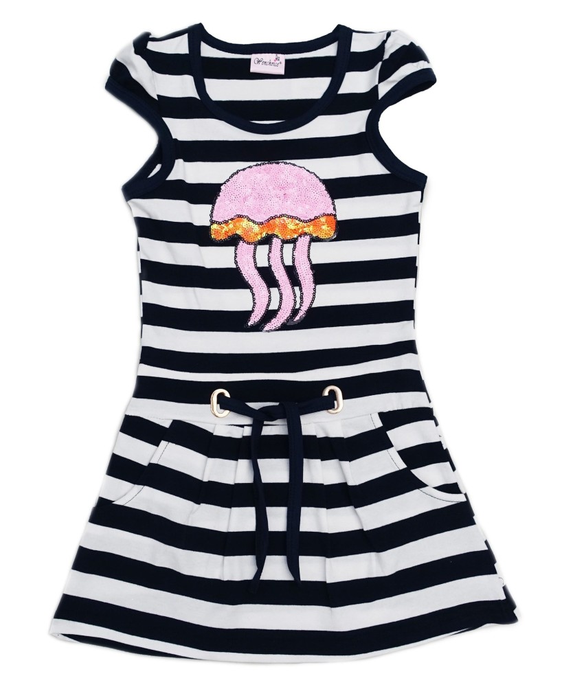 Pink Sequin Jellyfish Navy Polo Dress - Stylish & Fun Apparel