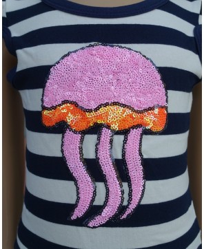 Pink Sequin Jellyfish Navy Polo Dress - Stylish & Fun Apparel