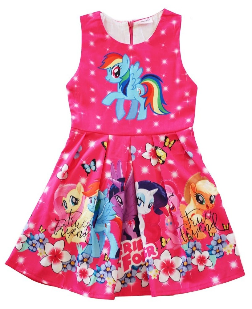 Hot Pink My Little Pony Friends Forever A-Line Cotton Dress for Girls