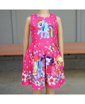 Hot Pink My Little Pony Friends Forever A-Line Cotton Dress for Girls