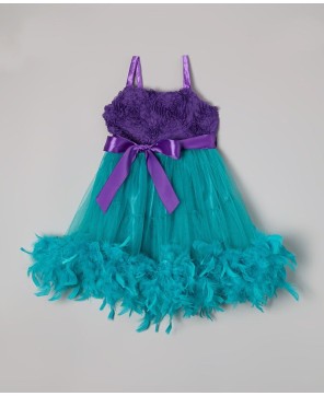 Enchanting Mermaid Feather Dress for Girls - Magical Ocean-Inspired