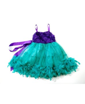 Enchanting Mermaid Feather Dress for Girls - Magical Ocean-Inspired