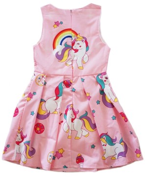 Pink Unicorn A-Line Cotton Dress for Girls - Magical Fantasy Outfit