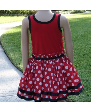 Red Rose & White Polka Dot Dress for Girls - Classic Floral Charm