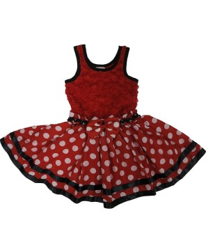 Red Rose & White Polka Dot Dress for Girls - Classic Floral Charm