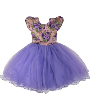 Purple Flower Top Dress for Girls - Elegant Floral Charm