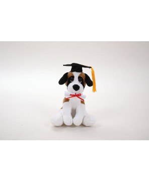 Cuddly Dog Toy with Graduation Cap & Diploma – Perfect Graduation Gift