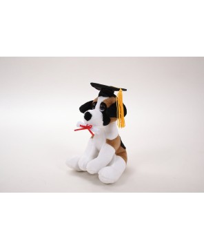 Cuddly Dog Toy with Graduation Cap & Diploma – Perfect Graduation Gift