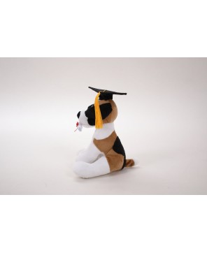 Cuddly Dog Toy with Graduation Cap & Diploma – Perfect Graduation Gift