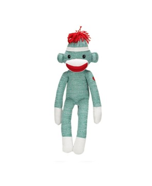 Green Sock Monkey Stuffed Animal - Adorable, Huggable, and Cozy Plush