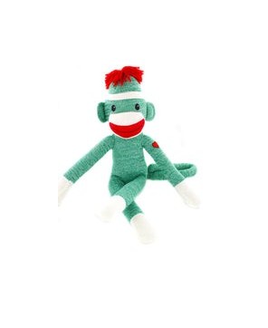 Green Sock Monkey Stuffed Animal - Adorable, Huggable, and Cozy Plush