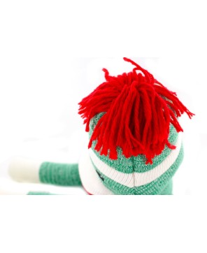 Green Sock Monkey Stuffed Animal - Adorable, Huggable, and Cozy Plush