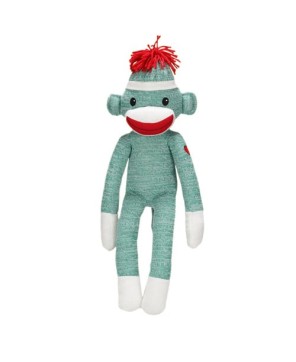 Green Sock Monkey Stuffed Animal - Adorable, Huggable, and Cozy Plush