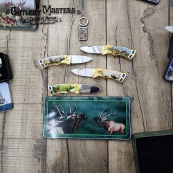 5 pcs Deer/ELK Box Knife Set - Sharp Blades & Elegant Metal Handles